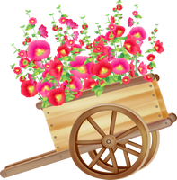 a cart of spring flowers